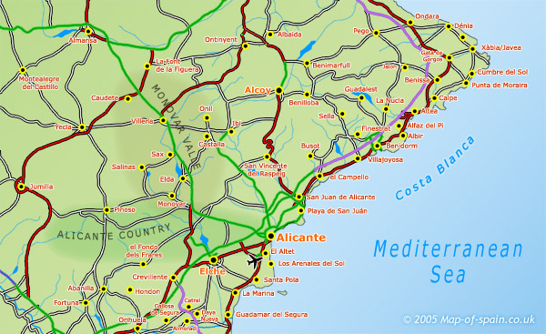 Map of Costa Blanca North