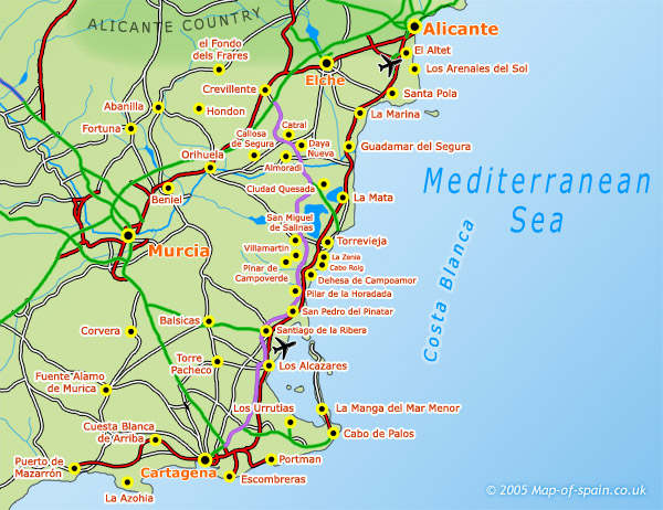 Mapa de Costa Blanca Sur